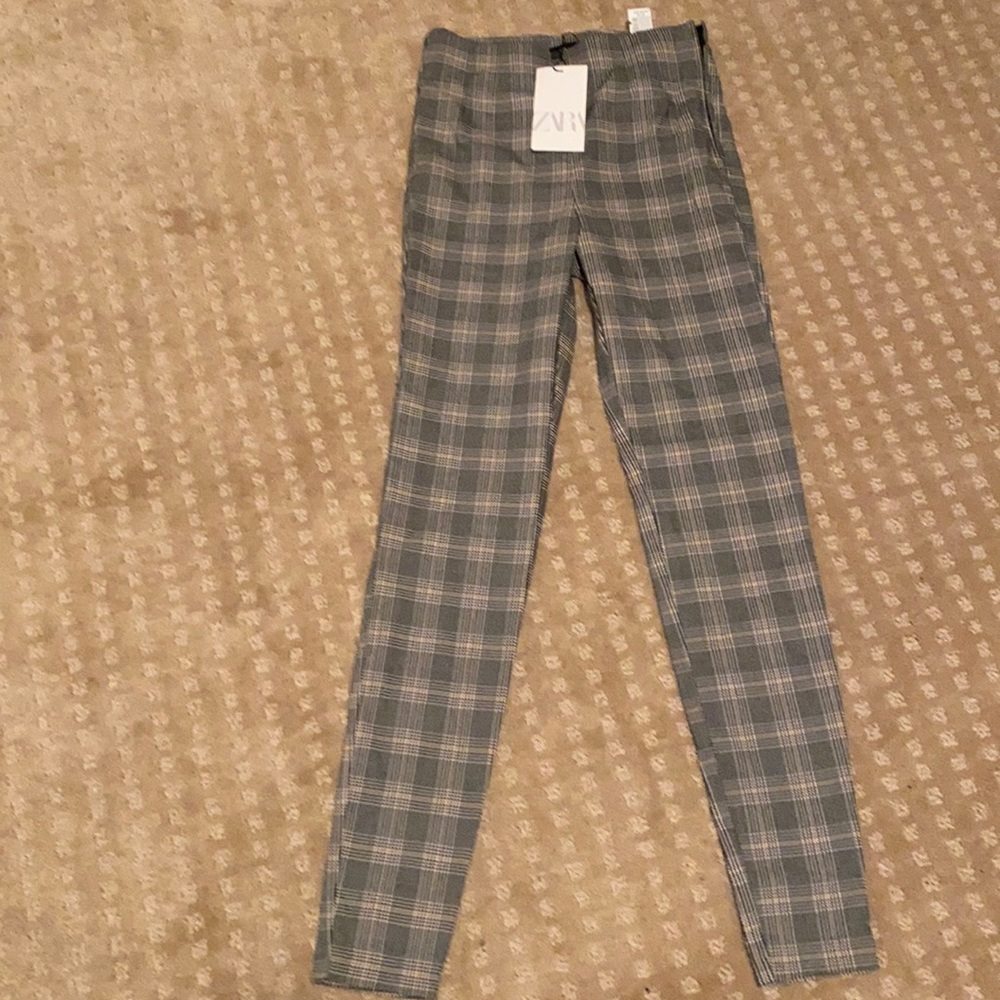 Zara gray plaid leggings high waist